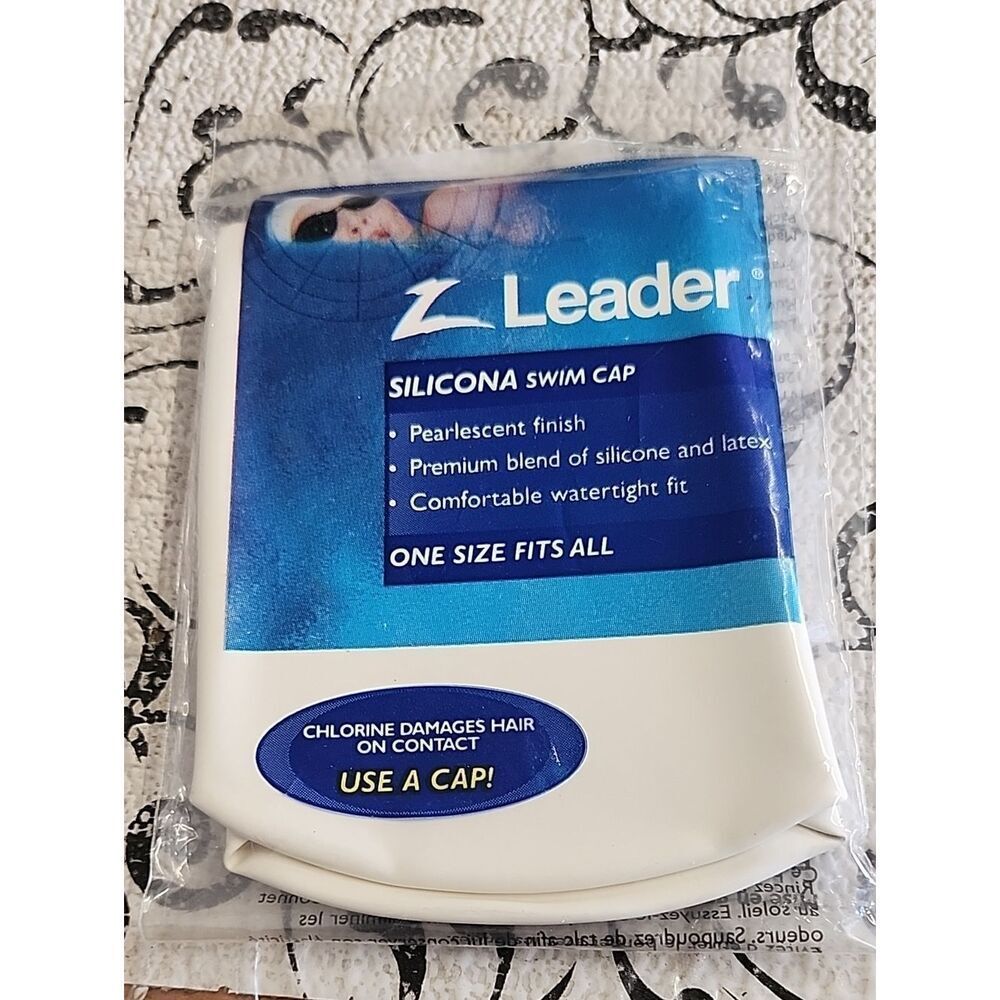 Leader Silicone Swim Cap - White